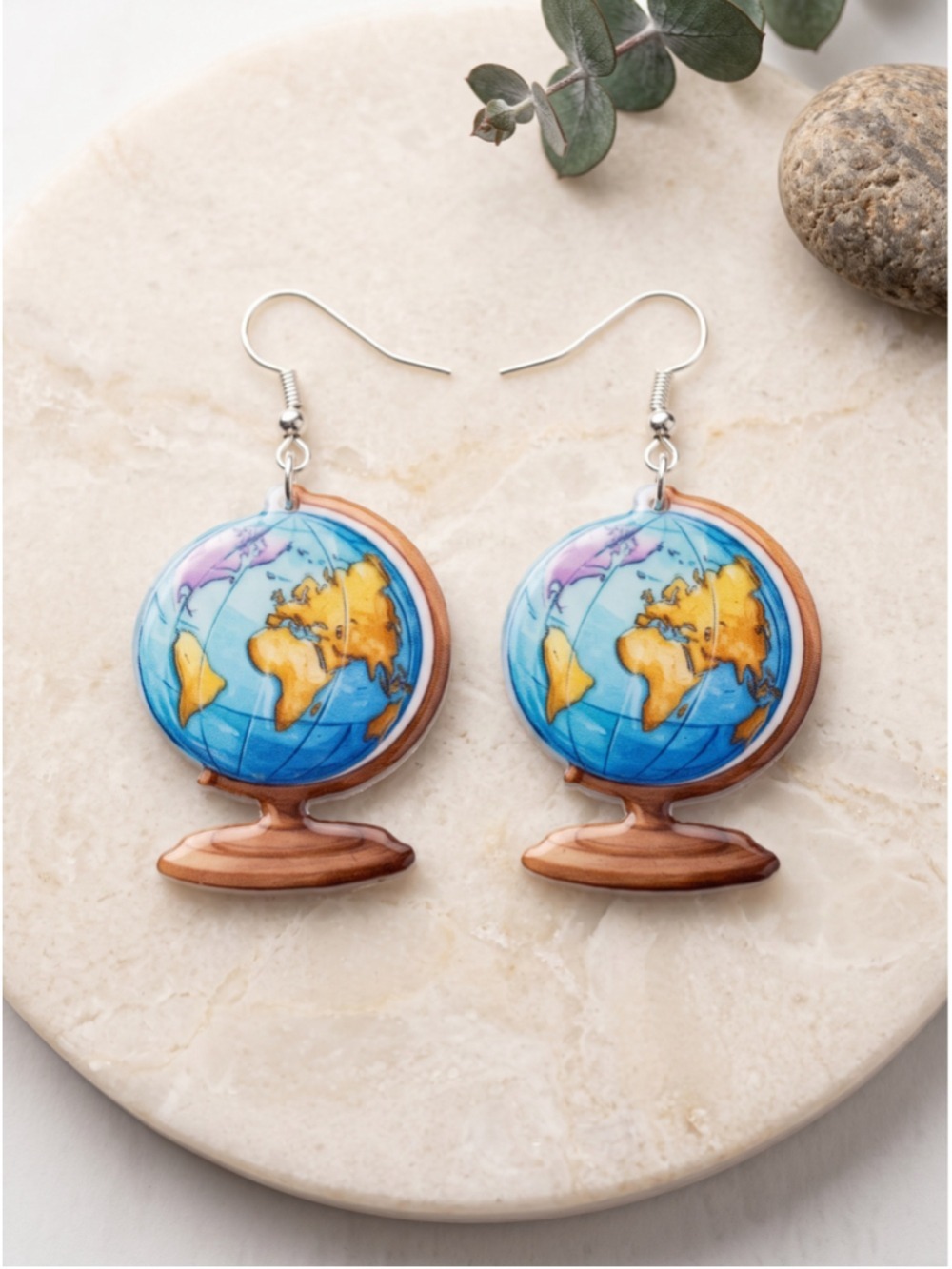 ✨5/$25✨Globe Earrings Blue and Brown Design